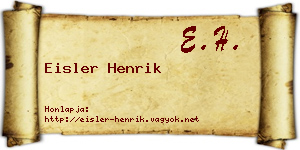 Eisler Henrik névjegykártya